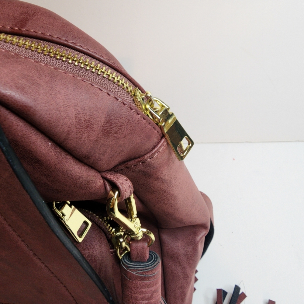 Steve Madden Mauve Backpack Purse Tassel Faux Leather Women - Picture 9 of 12